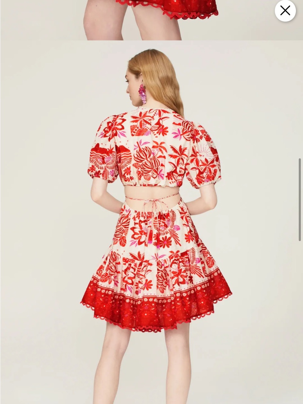 FARM Rio Cream Dress with Red & Pink Floral Print - Picture 2 of 3